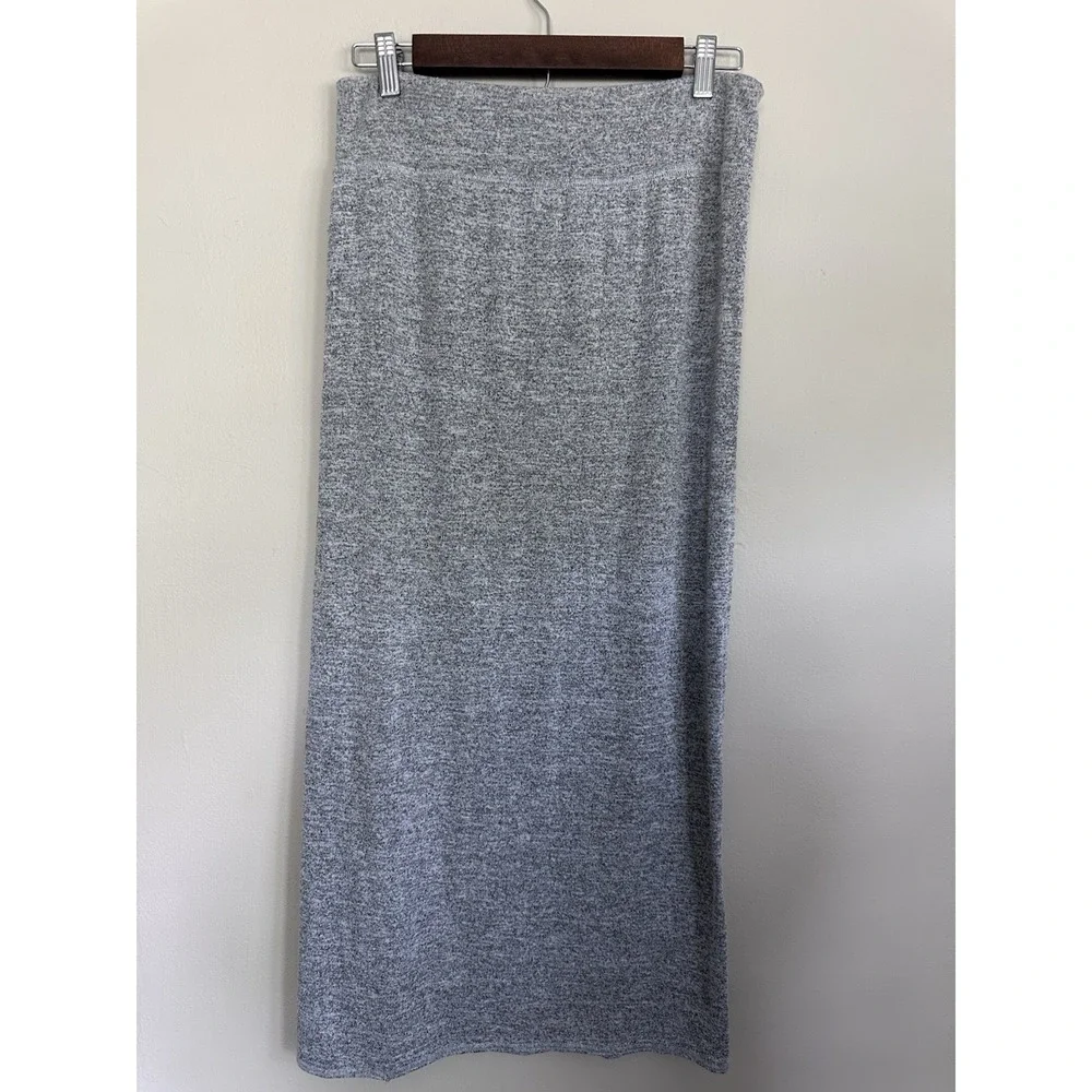 Aritzia Wilfred Free Heather Gray Terry Jersey Maxi‎ Tube Slit Skirt Size LARGE